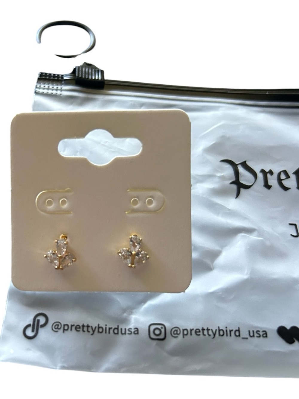 Pretty Bird Jewelry Gold and Clear Crystal Cluster Stud Earrings Gold Plated